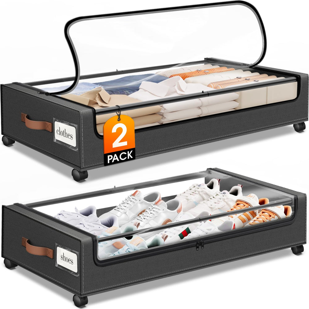 SpaceHacks caja frontal bajo cama mostrando orden y acceso rápido