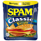 SPAM vista frontal del empaque Single mostrando conveniencia y sabor