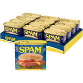 SPAM front packaging showing brand and can label, convenient pantry staple