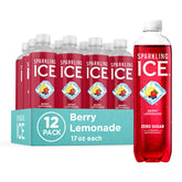 Sparkling Ice botella frontal con etiqueta visible y refresco burbujeante
