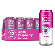 Sparkling Ice lata frontal Black Raspberry mostrando diseño y marca, refresco burbujeante