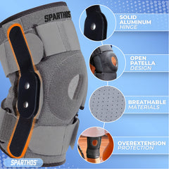 Sparthos rodillera puesta y en movimiento para caminar con confianza