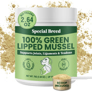 Special Breed envase frontal mostrando polvo de mejillón y beneficios