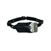 SPIbelt front view in black showing sleek pocket and secure zipper for easy access