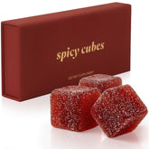Spicy Cubes front packaging shows peach design and discreet gift-ready box