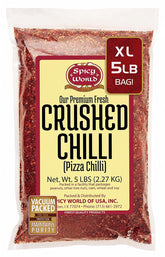 Spicy World front packaging shows 5 pound bulk bag and clear labeling benefits