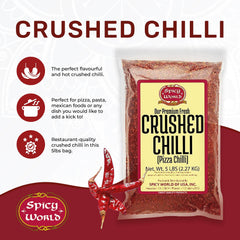 Spicy World close-up of crushed flakes reveals texture and consistent color