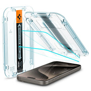 Spigen protector GlasTR frontal mostrando cobertura completa y aspecto nítido