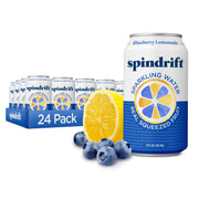 Spindrift lata frontal Blueberry Lemonade mostrando diseño y frescura
