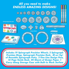 Spirograph en uso sobre mesa creando un diseño detallado
