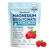 SPNUTRITION front packaging showing vegan magnesium gummy bottle and label benefits