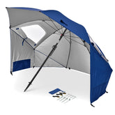Sport-Brella front view showing full 8-foot canopy protecting family