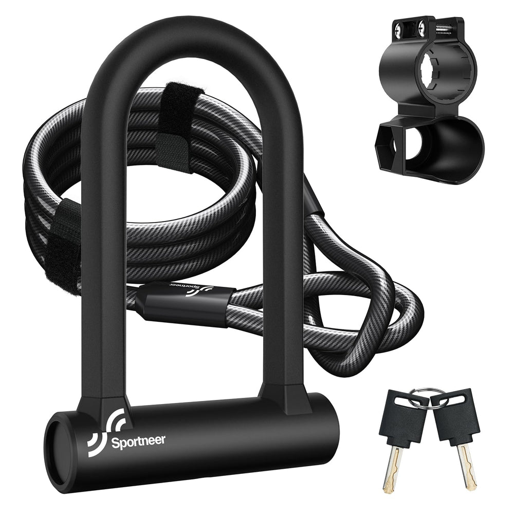 Sportneer candado U frontal mostrando robustez y protección antirrobo