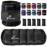 Sportneer front view of ankle weights showing full set and packaging, easy storage