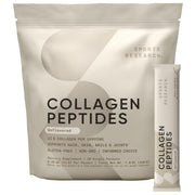 Sports Research front packaging showing 20 unflavored collagen packets and product benefit