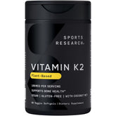 Sports Research envase frontal del K2 MK‑7 mostrando el producto y beneficios