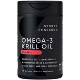 Sports Research front packaging showing krill oil bottle and benefits