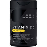 Sports Research frasco frontal mostrando 360 softgels y etiqueta clara