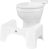 Squatty Potty 2.0 Base blanco vista frontal mostrando diseño compacto y discreto