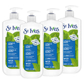 St. Ives envase frontal con bomba mostrando uso práctico