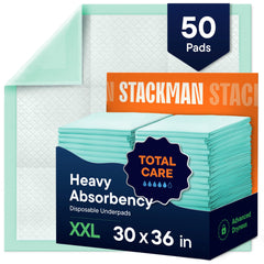 Stack Man front packaging showing 50-count pack and size benefits