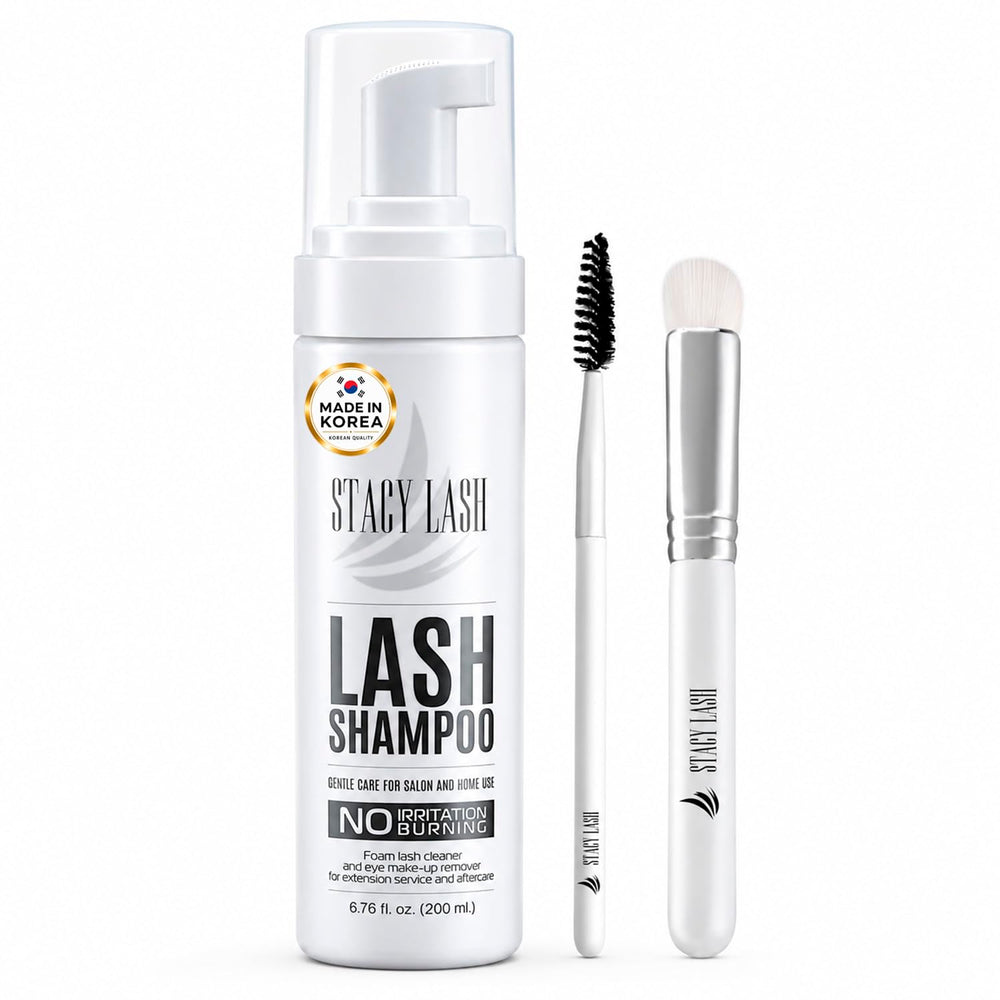 STACY LASH botella frontal mostrando tamaño y etiqueta, limpieza precisa