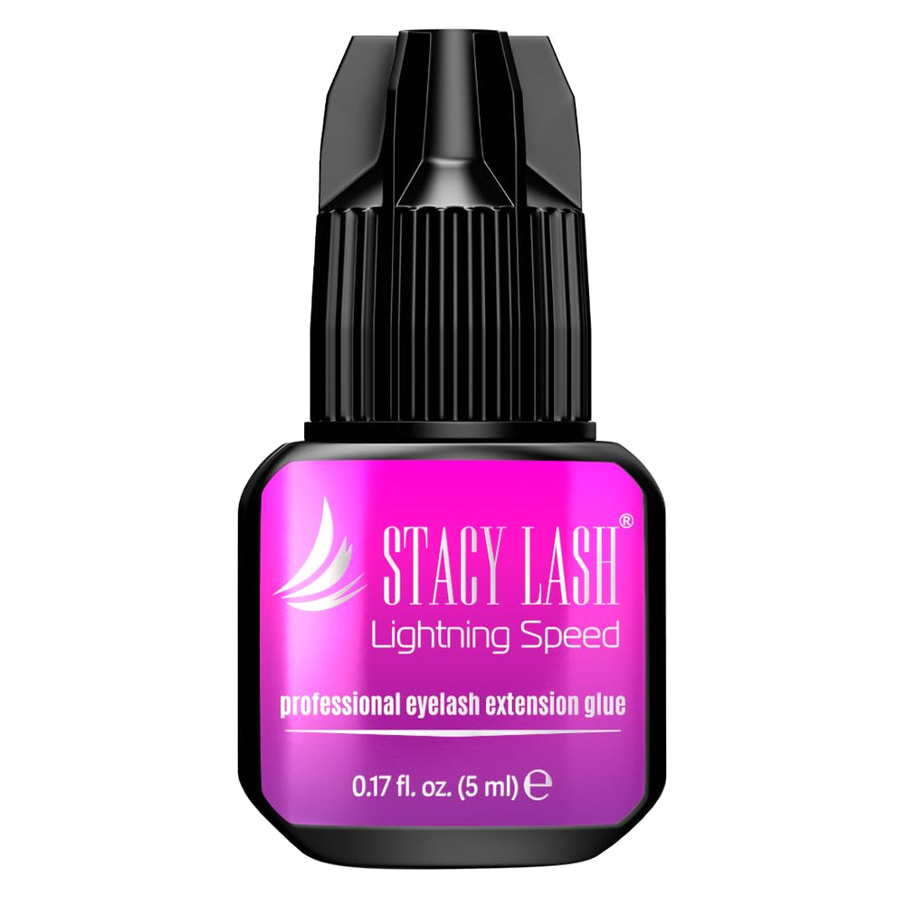 STACY LASH botella frontal mostrando el adhesivo profesional y su acabado negro