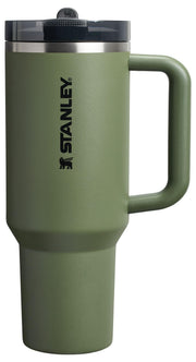 STANLEY Quencher vista frontal con tapa y pajilla, fácil transporte
