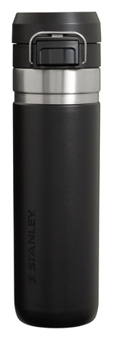 STANLEY botella Quick Flip GO frente mostrando diseño negro y durabilidad