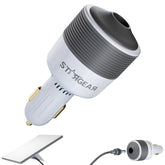 STARGEAR adaptador frontal mostrando enchufe tipo mechero y salida 24V para Starlink Mini