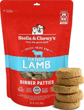 Stella & Chewy's caja frontal con patties mostrando marca y conveniencia