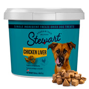 Stewart tub front view showing product label and resealable lid benefits