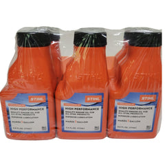 STIHL etiqueta y medida clara para dosificar correctamente el aceite