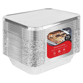 Stock Your Home front view of 25-pack pans showing convenience and quantity