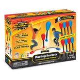 Stomp Rocket front packaging showing dueling launcher and eight rockets for instant active play