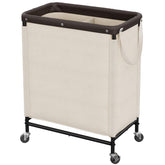 StorageWorks front view beige laundry hamper showing tidy dual compartments and capacity