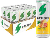 STORM lata frontal Tropical mostrando diseño y tamaño, ideal para energía rápida