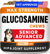 STRELLALAB front packaging showing advanced glucosamine chews and benefits