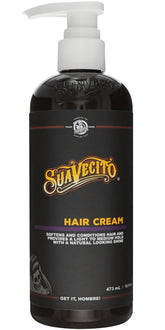 Suavecito Pomade crema en botella frontal mostrando diseño y facilidad de uso