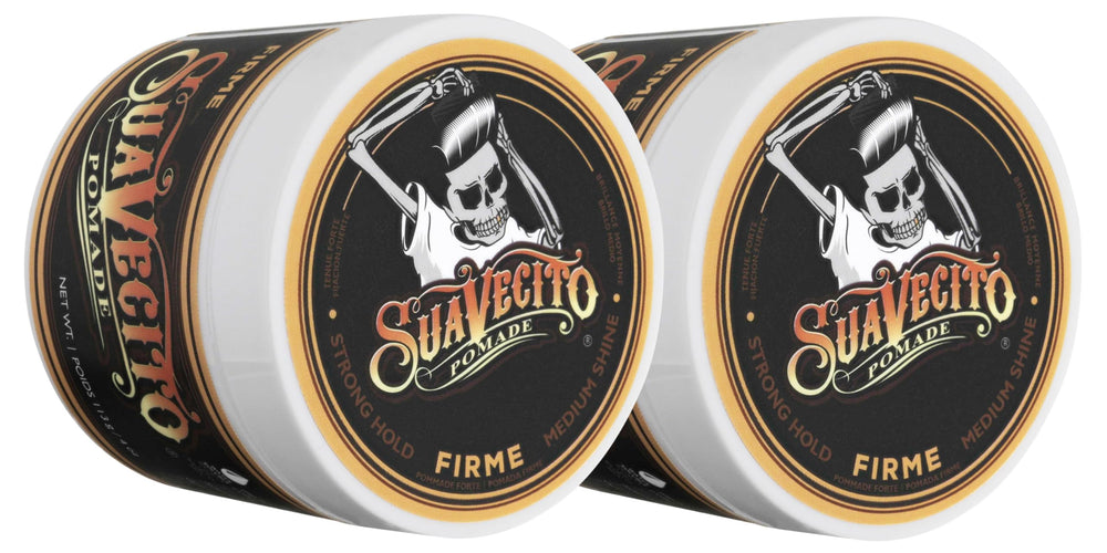 Suavecito Pomade front packaging showing jar and label, clear product ID and benefit