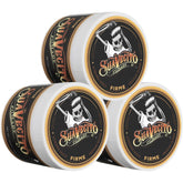 Suavecito Pomade frontal del pack de tres mostrando envases y beneficio de ahorro
