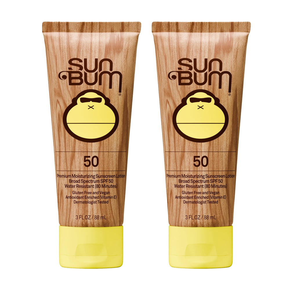Sun Bum envase frontal mostrando SPF 50 y beneficios hidratantes