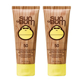 Sun Bum envase frontal mostrando SPF 50 y beneficios hidratantes