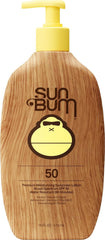 Sun Bum botella frontal 16 oz mostrando diseño y tamaño práctico