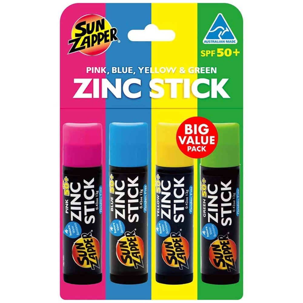 Sun Zapper vista frontal del pack rainbow mostrando las cuatro barras coloridas y su beneficio visual