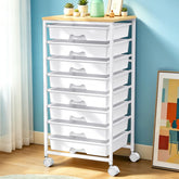 SUNALLY front view showing 8 white drawers and tidy storage benefit