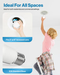 Sunco Lighting comparación de tamaño BR30 en mano para demostración de escala