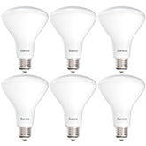 Sunco BR30 six-pack front view showing bulbs and packaging benefit energy savings