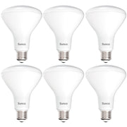 Sunco BR30 six-pack front view showing bulbs and packaging benefit energy savings