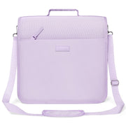 SUNEE front view of zippered binder showing lavender cover and secure closure